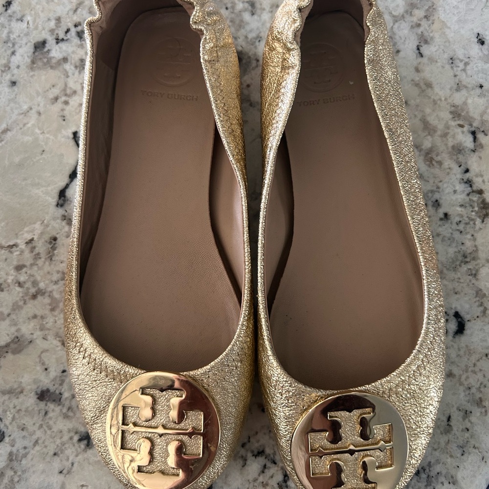 Tory Burch Gold Ballet Flats Size 6
